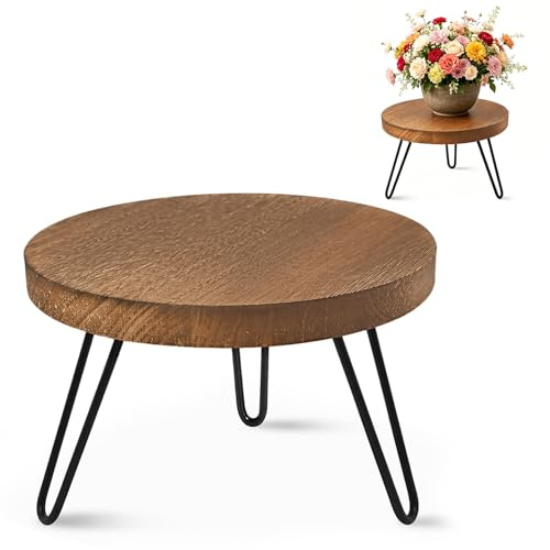 EUBSWA Soporte para plantas de madera, taburete para plantas de madera, pequeño, banco de flores para interior, soporte para flores, redondo, alta carga, taburete para flores para casa, jardín