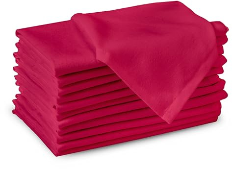 Encasa XO Stoffservietten Baumwolle, 180 GSM 43x43 cm | Heißes Rosa, Saugstark & Strapazierfähig | Waschbar & Wiederverwendbar | Tischdeko, Hochzeit & Alltag | 12er Set