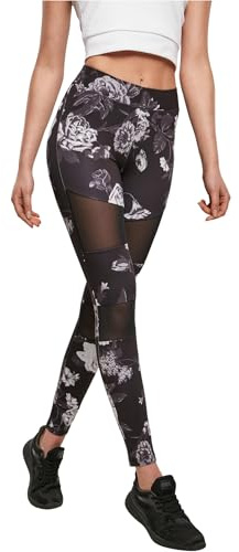 Urban Classics Dam tech Mesh AOP leggings yogabyxor, Mörkblomma, XS