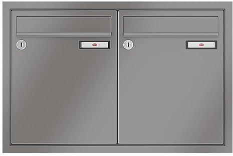 RENZ/Eckrahmen / 2er Unterputz-Briefkastenanlage Einbau-Briefkasten/RAL-Farbe 9007 Volumen 8 L/Dein-Briefkasten.de