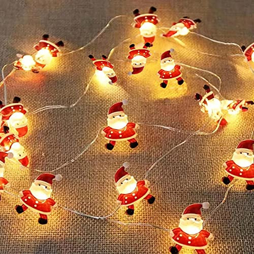 Eledreme lichterkette innen batterie, 2m 20 led Weihnachtsmann Weihnachtsdeko Lichtervorhang, Warmweiß weihnachtsbeleuchtung außen, für Party, Weihnachten, Balkon