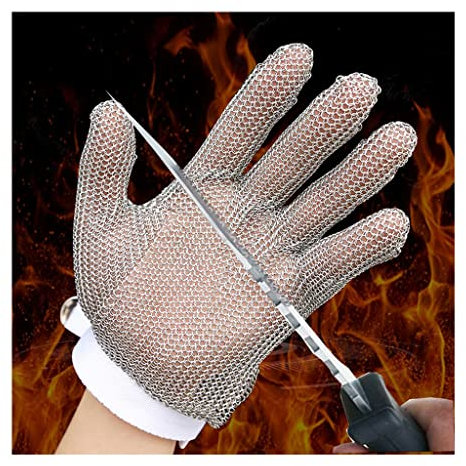 BCPPO Anti Cutting Gloves Stainless Steel Cut Resistant Gloves, Non-Slip Wear Resistant Metal Chain Gloves, Food Grade Safe Chef Gloves (Size : 1PCS/S)