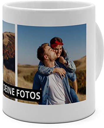PhotoFancy® - XXL Tasse 'Collage' - Personalisierte Fototasse mit eigenem Foto und Text - Große Tasse selbst gestalten - Jumbo-Becher XXL 750 ml - Layout Collage 2 Bilder