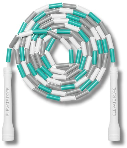 Elevate Beaded Jump Rope – Professionell hopprep med en justerbar längd upp till max 3 mt, tjock 3 mm poly cord/8 mm including beads, vikt 0,1 kg (visdom)