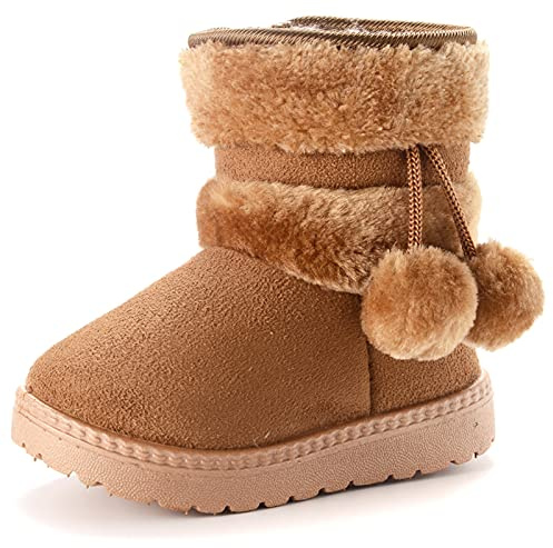 Vorgelen Bambine e Neonato Carino Stivali da Neve Morbide Fodera Calda Stivaletti Ragazze Inverno Scarponi da Sci all'aperto (152 Marrone 32 EU = Etichetta 33)