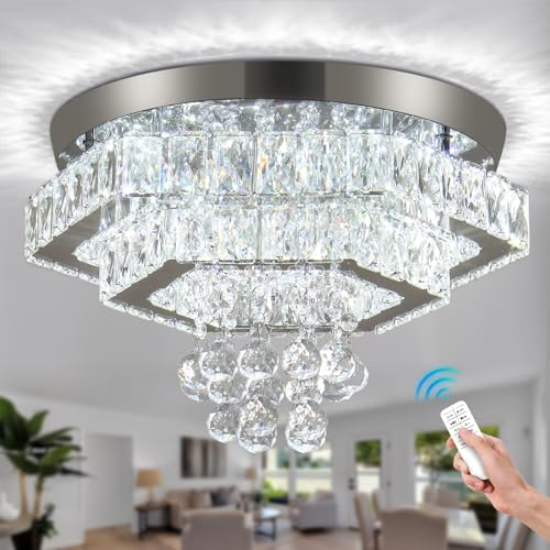 Cainjiazh Moderni Lampadari di Cristallo Montaggio Flush Lampada da Soffitto LED Lampadari Cristalli Pendente Corridoio Camera Lampadario Soggiorno Sala da pranzo Ufficio (Dimmable)
