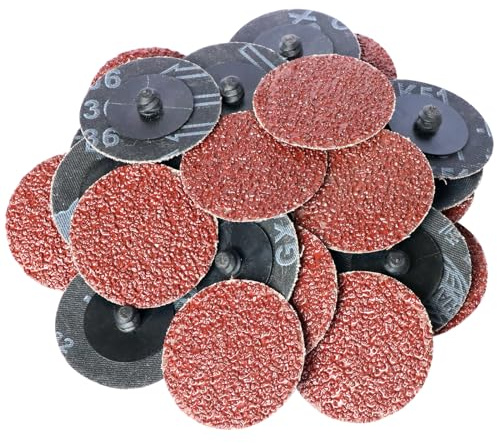 Hiqalty 100Pcs 2 inch Sanding Disc Roll Lock R-Type Sandpaper Quick Change Disc Grinding Pad Abrasive Disc (36)