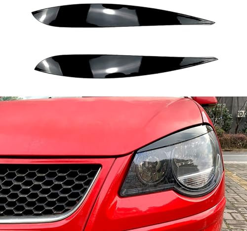 RiJpex Autoscheinwerfer Augenbraue,kompatibel mit VW Polo 4 MK4 9N 9N3 2005-2009,Frontscheinwerferblende,A-Gloss Black