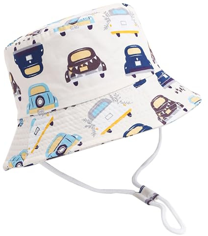 XYIYI Unisex Baby Kleinkind Beige Auto Sonnenhut Kinder für 2-4 Jahre Jungen Mädchen mit Breite Krempe