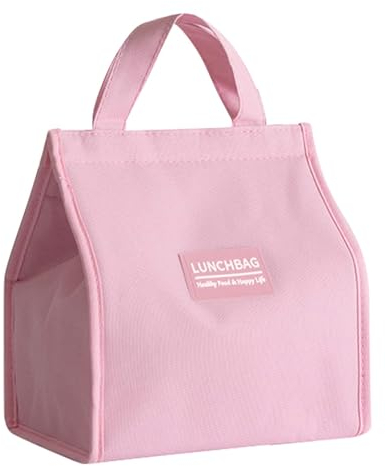 Zimoer Bolsa Termica Porta Alimentos, Bolsa de Aislamiento de Almuerzo, Porta Alimentos Impermeable, Bolsa Comida Trabajo, Bolsa de Almuerzo Portátil, Bolsa Termica Nevera para Viajes (Rosa)