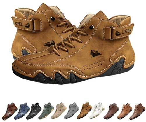 Bottes hautes en daim faites à la main en Italie, Beck Shoes Baskets décontractées légères et imperméables for hommes, chaussures pieds nus for hommes for la randonnée et la conduite, bottes Chukka(br