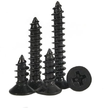 KEBLIN 100 Pezzi M1 M1.2 M1.3 M1.4 M1.5 M1.6 1.7 Vite autofilettante Mini a Testa Svasata Piatta Phillips in Acciaio al Carbonio Nero(3mm x100pcs,M1.3)