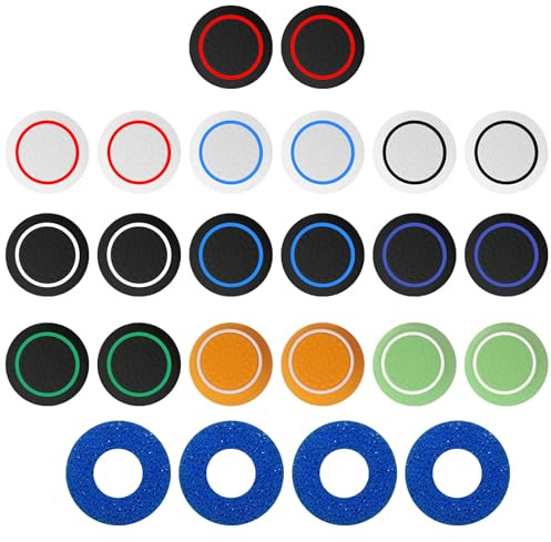 DAWRIS 20PCS Thumb Grips Colorful Controller Grips Silicone Controller Thumb Grips Joystick Protection Attachments Convex Thumb Grip Cap Cover Compatible for PS5 PS4 PS3 PS2 Switch Pro Controller