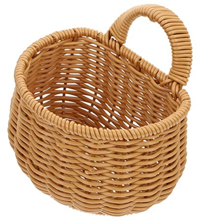 UTHCLO Woven Hanging Basket for Kitchen Storage Wall-mounted Garlic and Ginger Organizer Rustic Design for for Keeping Essentials Neat and Accessible