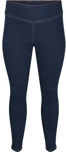 Zizzi Dam stora storlekar, jeggings bomull, figurnära, storlek 42–60, Mörkblå, 58W / 30L