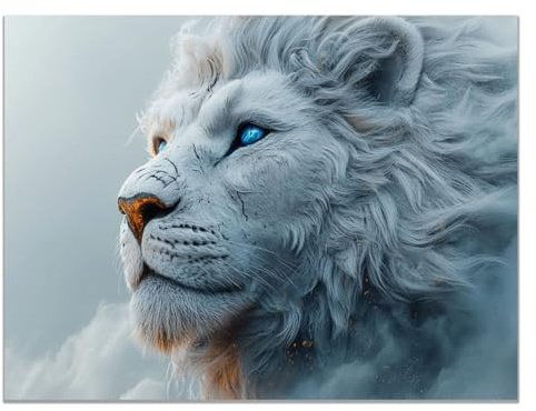 BOHUO Leinwandbild Löwe Tierdrucke Wandkunst, Coole Tiere Gemälde Tierposter Löwen-Portrait Leinwand-Kunstwerk Wildtierbilder Wanddekoration - 60x80cm Ungerahmt(Weiß)