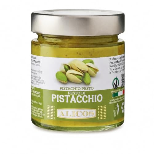 Pesto di Pistacchio | Made in Bronte | No Glutine | Alicos, Sicilia | 180g | 100% Naturale: solo Pistacchio, Olio e Sale
