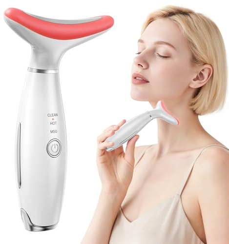 Red Light Therapy for Face, LED Face Massager Tool with Vibraion, Porable Facial Massager for Skin Care at Home, Wrinkle Reducer Face Sculpting Tool，Micro-current Facial Beauty Device(Model AM-810W)