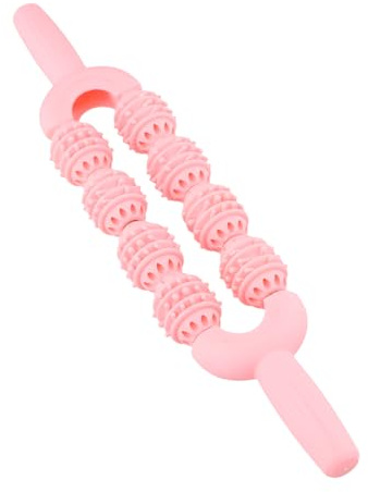 Luxvara Rouleau de Massage, Masseur Jambe, Rouleaus de Massage Anti-Cellulite avec 8 Roulettes, Masseur Anti Cellulite, Rouleau Professionnel pour Cuisses Jambes, Rose