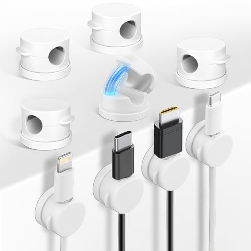 Luxoraiova Confezione da 9 supporti magnetici per cavi, organizer magnetico per cavi da scrivania, porta cavi per comodino, elettrodomestici da cucina (bianco)
