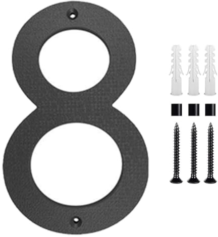 12 Inch Modern House Numbers,Black ABS Large Address Numbers Waterproof Door Plaque Sign,With Hardware,For Outdoor Home Fence(8)