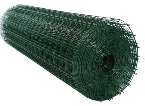 Panneau de clôture en treillis métallique galvanisé soudé vert enduit de PVC, rouleau entier de 40 x 100', trou de 6 cm, for jardin et extérieur(1.2M H 2.3mm Dark)