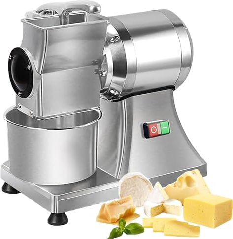 Rallador eléctrico de queso, alta capacidad, 88 libras/hora con cubo de acero inoxidable, perfecto para preparar mantequilla de queso y salvado de pan