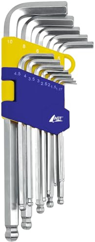 AGT Winkelschraubendreher: 13-tlg. Set Innensechskantschlüssel mit Kugelkopf und Klapphalter (Winkelschraubendrehersatz, Winkelschlüsselsatz, Schlüssel)