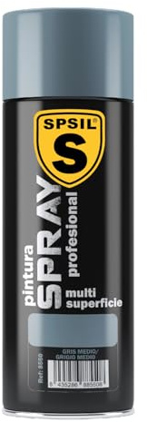 SPSIL Pintura Spray Brillante Gris Medio(pack of 1) 400ml, Metal Secado RápidoPintura Profesional Interior Exterior, Aplicación Fácil en Madera Plástico, DIY Decoración Muebles Automóviles