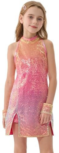 LOLANTA Girls Sequins Dance Costume Street Dance Outfits Sparkle Hip Hop Jazz Dance Clothes Set