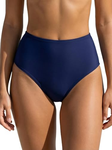 Charmo Womens Bikini Bottoms High Waist Ruched Swimsuit Briefs | Tummy Control, UPF 50+, Breathable, Quick-drying, Beach, Swimming, Tankini Bottom