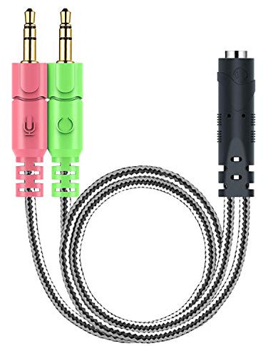 MillSO 3,5mm Klinke Adapter - Y Splitter Audio Kabel mit Separater Mikrofon und Kopfhörer Stecker für PC, PS4 Gaming Headset - 20CM Schwarz