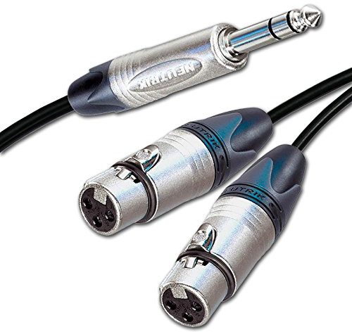 Neutrik TRS Jack Split to 2x Dual Female XLR Leads. Balanced Duplicator Cable (10m)