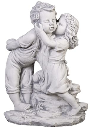 gartendekoparadies.de Figure de Pierre Massive garçon et Fille décoration de Jardin en Pierre reconstituée, résistant au Gel