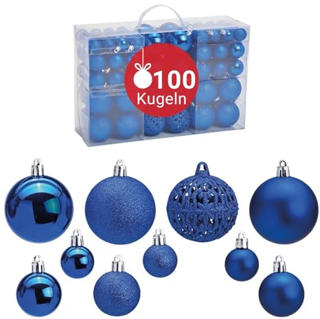 WOMA Christbaumkugeln Set Blau & 22 weiteren Farben - 50er & 100er Weihnachtskugeln Set - Weihnachtskugeln Kunststoff - Weihnachtsbaum Deko & Christbaumschmuck