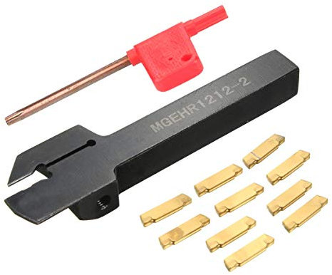 KATSU Portautensili da Taglio Tornitura per Troncatura per Tornio con Inserti Indicizzabili con 10 Inserti MGEHR1212-2 e MGMN200 Inserti 111102