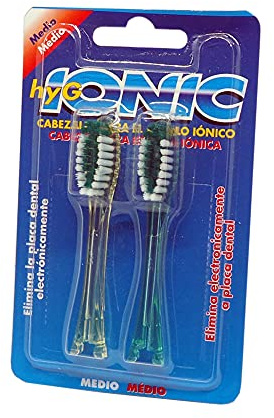 Elektronische Bürste mit Ionenaktion von HyG Ionic. Entfernt Plaque mit 48 % effektiverer Wirkung als jede Hand- oder Elektrobürste. Mit oder ohne Ersatzkopf (Ersatz für mittlere Härte)
