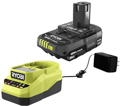Ryobi One+ 18V 2.0Ah Lithium-Ion Battery Kit and Charger - Performance in Extreme Weather Conditions, Fast Charging in Less Than 1 Hour
