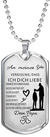 AITENME Dog Tag Kette Für Meinen Sohn Von Mama,Schmuck Herren Halskette Geschenke