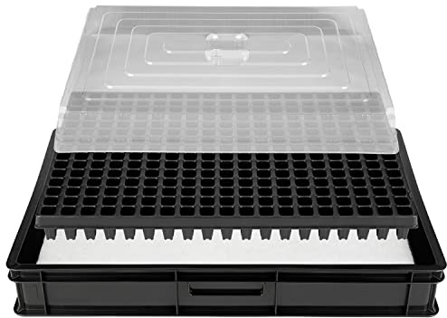 GREEN24 Anzucht System GW-285-H bestehend aus Profi Wasserwanne GW657, passender Kapillarmatte (Wasseraufnahme 3L je qm) und Topfplatte mit 285 Töpfen (23x23mm, 54mm hoch) inkl. passender Abdeckhaube
