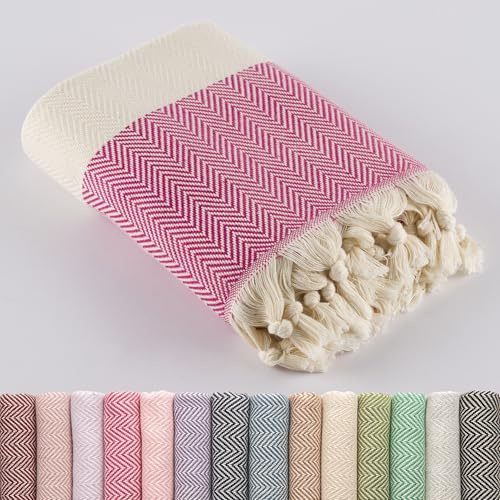 LUCIDUS XXL Hamamtuch 100x200cm - Premium Strandtuch 100% Türkische Baumwolle - Schnelltrocknend & Sandfrei - Extra Großes Saunatuch & Picknickdecke - Leicht für Reise & Yoga (Fuchsia)