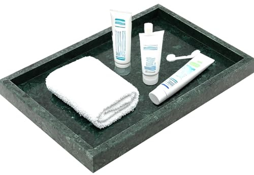 ZOENHOU 30 x 20 cm natürliches Marmorstein-Tablett, rechteckiges Badezimmer-Tablett, Toilettentank-Ablagetablett, dekorativer Waschtischhalter für Couchtisch, Waschbecken-Arbeitsplatte