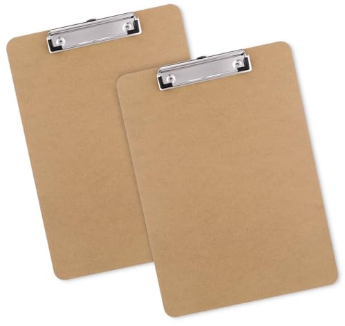 Macroclo trä klippbrädor set med 2, brevstorlek hårdskiva klämma bräda 8,5 x 11 för klassrum, studenter, barn, A4 standardstorlek 22,8 cm x 32,8 cm med låg profilklämma, kontor och skolmaterial