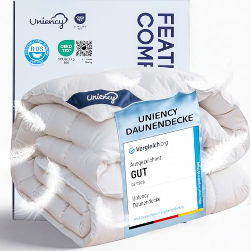 Uniency Daunendecke 200x200 Winter Extra Warm 100% Baumwollbezug, 2400 gr. | Bettdecke 200x200cm Daunen und Federn, Daunenbettdecke, Winterdecke, Bettdecken, Federbettdecke, Steppdecke,Ökotex und RDS