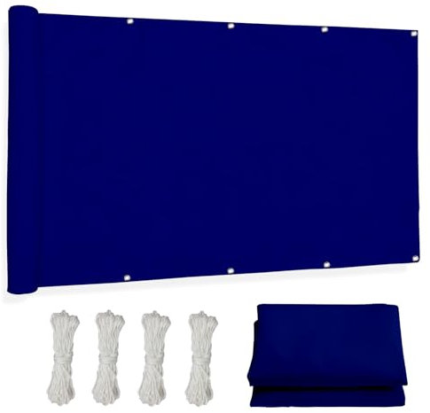 Tenda a Vela Ombreggiante Impermeabile 5 x 6.5 m Vela Ombreggiante, Tenda a Vela PES Protección Rayos UV Tenda Parasole Esterno per Serra/Balcone/Cortile/Tetto, Blu Scuro