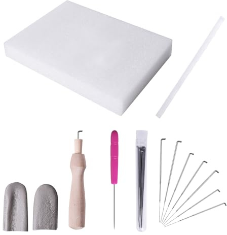Rapidbok 7stk Nadelfilz Set, Filznadeln Set, Filznadeln Zum Trockenfilzen, Nadelfilz Zubehör, Filzen Starterset, Wolle Filzen Werkzeug Kit, Mit Nadelgriffe Aus Holz, Nadelflaschen, Schaumstoffpolster