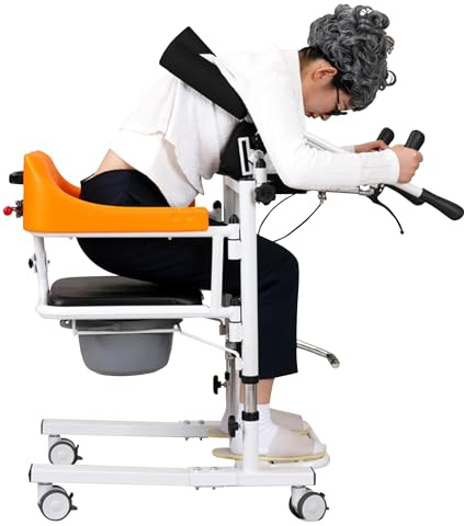 Errzom Hydraulic Patient Lift with Assisted Upper Body Lift Rack for Home Wheelchair Lift Transfer Chair, Car Lift Bedside Commode Chair Lift Aid, Adjustable Height Bathroom Wheelchair