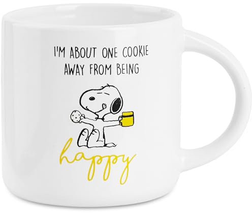 Peanuts Snoopy Tazas Ceramica de Capuchino o de Té, Tazas Desayuno - Tazas Originales para Regalar Mujer, Amiga (Café Blanco/Amarillo,400 ml)