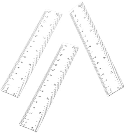 Changyeah Righello da 15 cm, con custodia, 3 righelli in plastica trasparente, infrangibile, kit per studenti e scuole