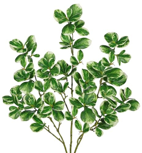 Arborus 3er Kunstzweige wie Echt 92 cm Pflanzen Künstlich wie Echt | Künstlicher Ficus Dekozweige Künstliche Stiele mit Grün Blätter Ästhetik Vase Deko Innen Zuhause Home Büro Hotel Grün Deko